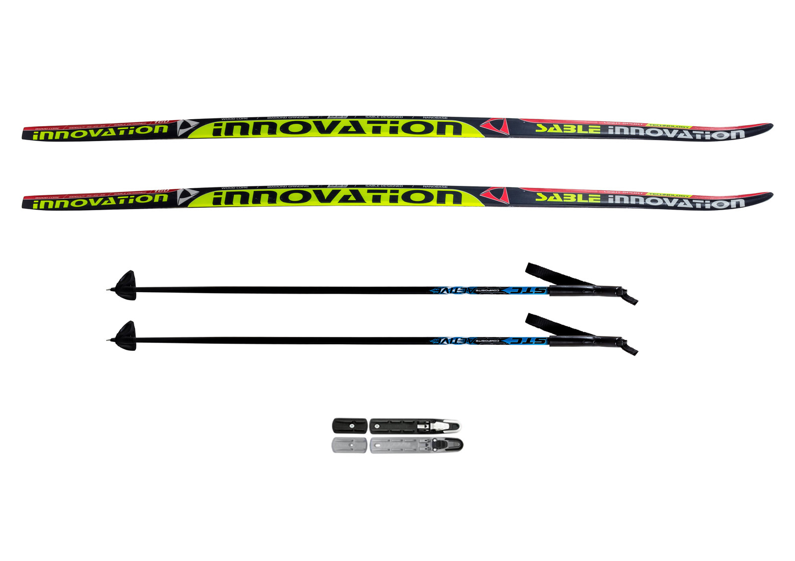 Лыжный комплект - лыжи пластиковые, палки, крепления NNN Active автомат